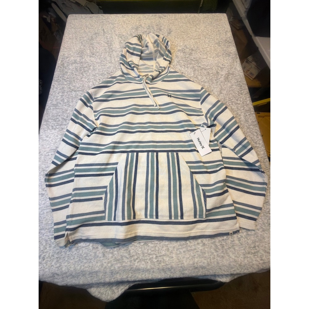 Hurley Mens Striped Hoodie Pullover Sweatshirt Size M NWT